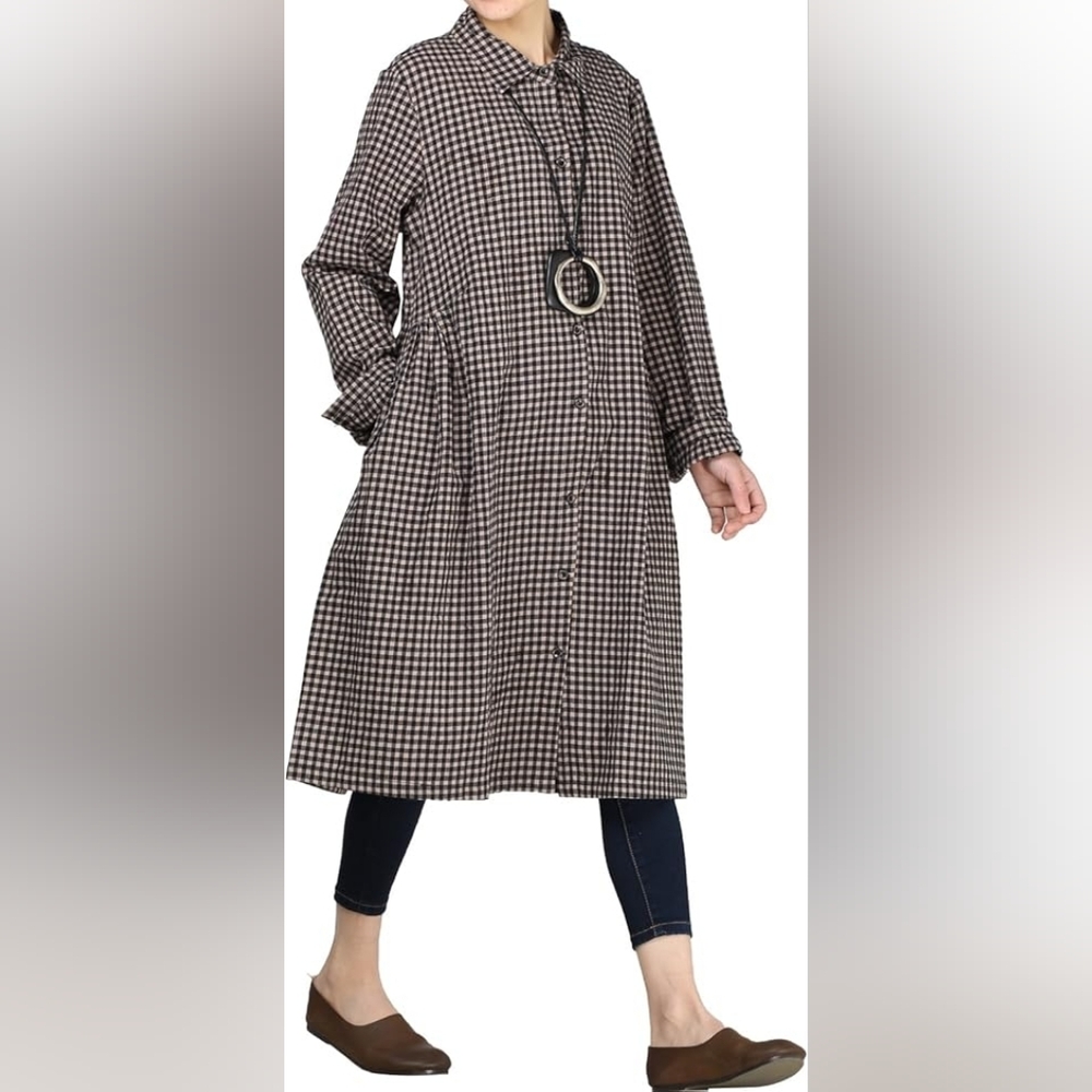 Modernmiss Linen/cotton Gingham Dress